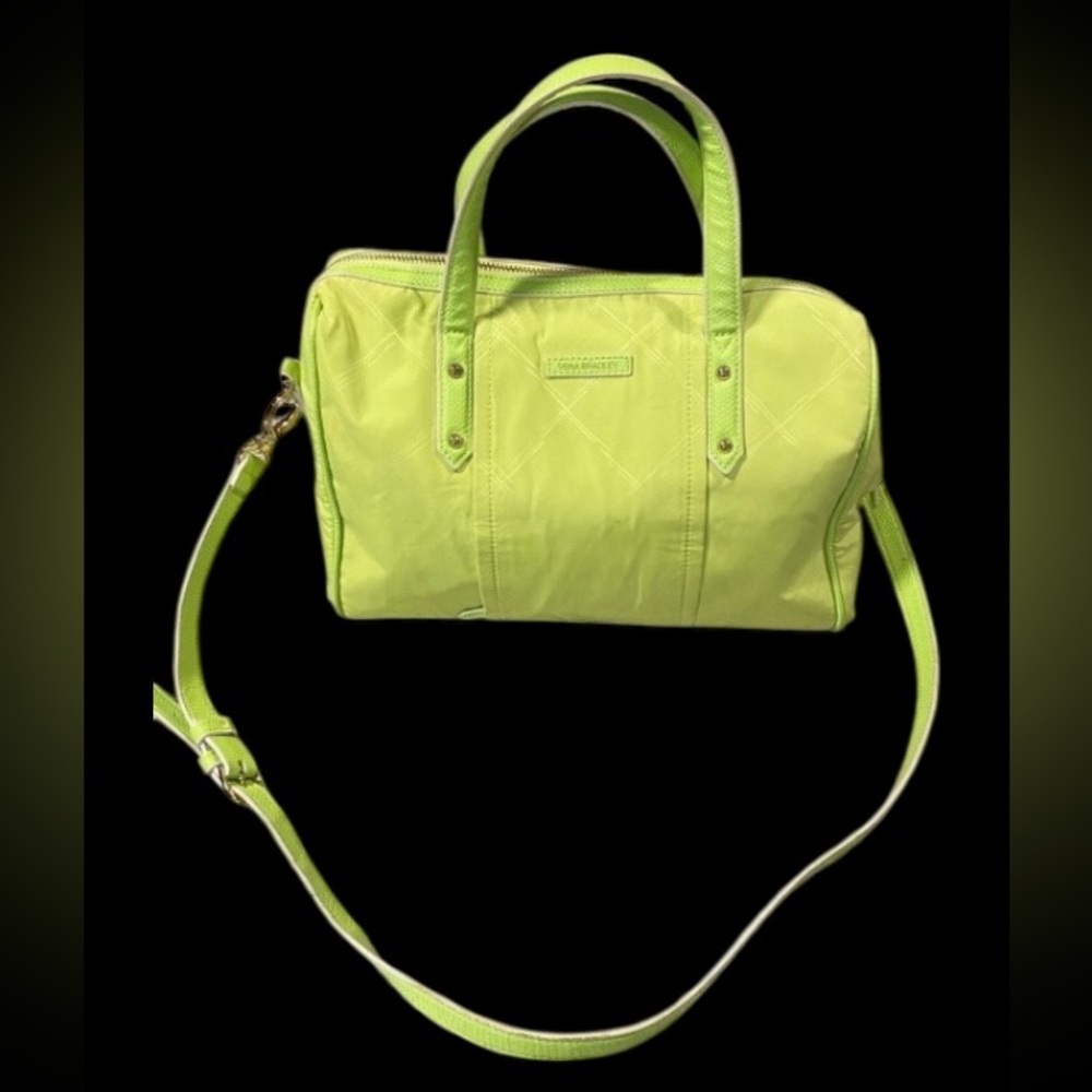 Vera Bradley Lime Green Quilted Satchel Crossbody – Removable Strap